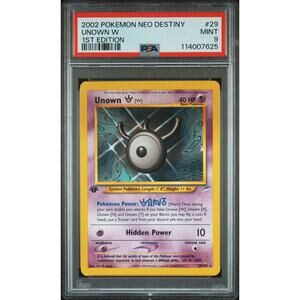 PSA 9 MINT Unown W 1st Edition 29/105 Neo Destiny 2002 Non Holo Rare (PSA)